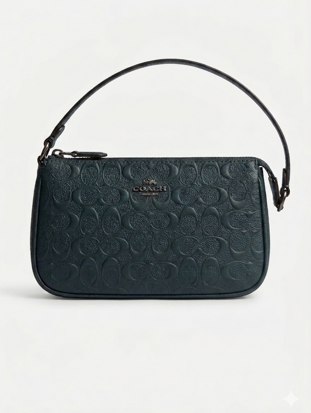 Coach Dark Teal Embossed Signature Shoulder Bag
